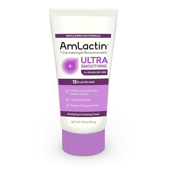 AmLactin Intensive Healing Body Lotion for Dry Skin – 7.9 oz Pump Bottle & Ultra Smoothing-4.9 oz Body & Hand Cream with 15% Lactic Acid-Exfoliator and Moisturizer for Rough and Bumpy Dry Skin