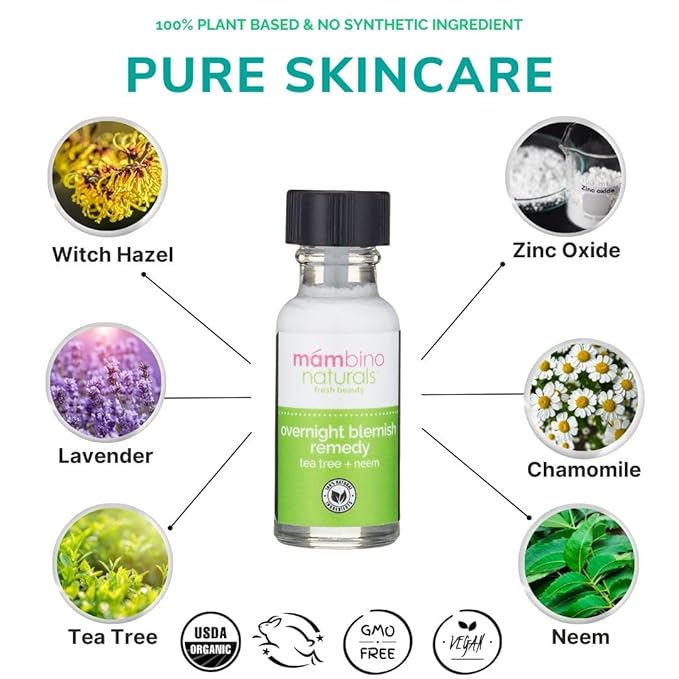 Overnight Blemish Solution Roll-On | Acne & Pimple Spot Care | Tea Tree & Plant-Based Formula | Cruelty-Free Skincare | 15 ml – Mambino Organics 3-Pack