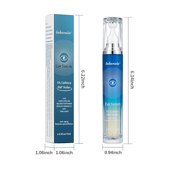 Eye Serum with Roller ball, 15 ML Eye Cream for Dark Circles and Puffiness, Anti-Aging Under Eye Roller Cream Reduce Wrinkles and fine lines