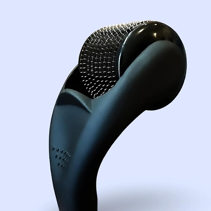 Derma Roller Microneedling Roller, 0.25mm Stainless Steel, Roller for Face, Beard, Scalp hair growth, Body, Microneedle Derm Stamp with Storage Case | For Women and Men | (Matte Black)