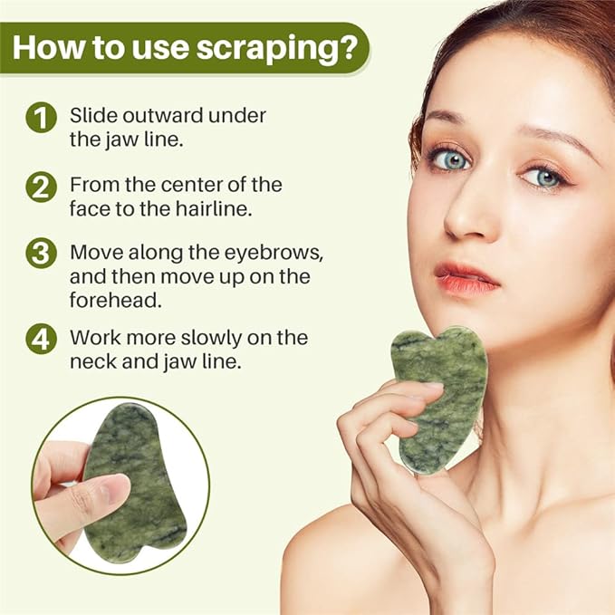 Emerald Facial Roller Massager Anti-wrinkle and relieve edema, facial ridged roller natural Xiuyan jade rejuvenates the skin (green)