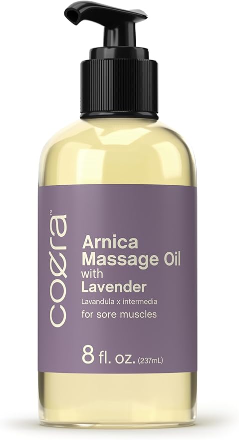 Coera Arnica Massage Oil with Lavender | 8 fl oz | Great for Sore Muscles | Free of Parabens, SLS, & Fragrances
