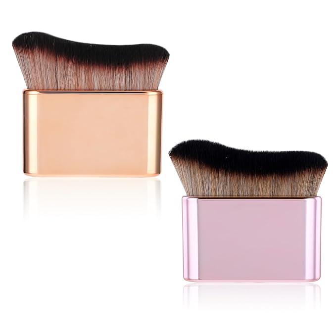 2Pcs Self Tan Brush Soft Body Makeup Brush Portable Self Tanning Brush Self Tanner Face Brush For Body & Leg Makeup（Rose Gold + Pink Rose Gold）