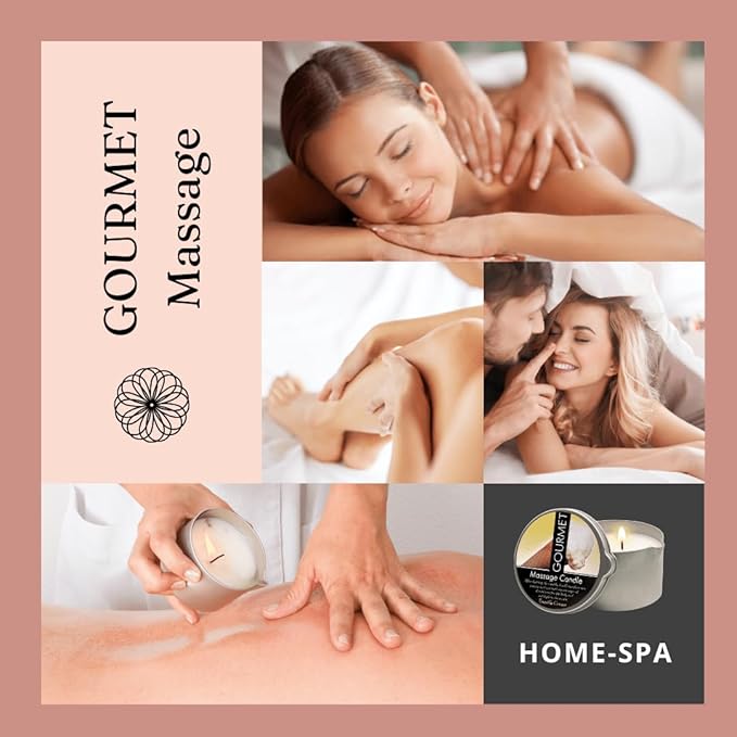 GOURMET COLLECTION Massage Oil Candle Vanilla Cream Scent - Vegan Moisturizing Massage Oil - Ideal Massage Oil for Massage Therapy, Luxurious Body Oil Experience 6.76oz