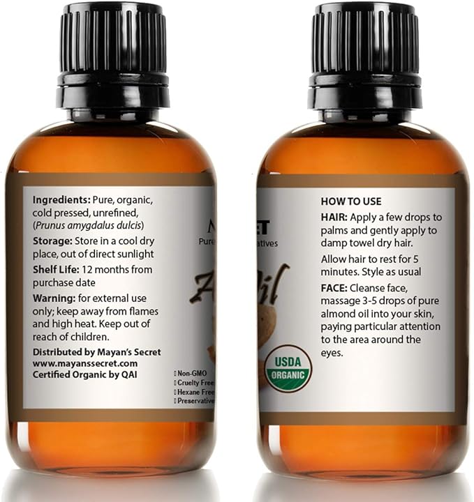 Pure Carrier and Essential Oils for Skin Care, Hair, Body Moisturizer for Face-Anti Aging Skin Care (Almond, 4oz)