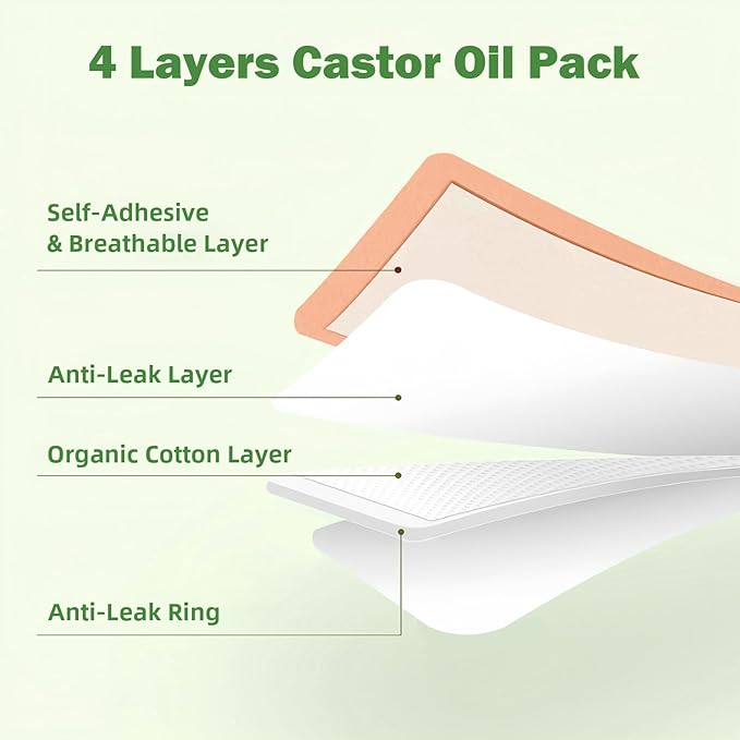 30Pcs Adhesive Castor Oil Patch, Cotton Disposable Castor Oil Pack Wrap for Waist Back Neck Arm Belly