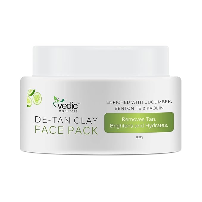 De Tan Face Pack-100g | Enriched With Cucumber Extract, Bentonite Clay & Kaolin Clay | Removes Tan, Skin Brightening & Hydrates | 100% Organic