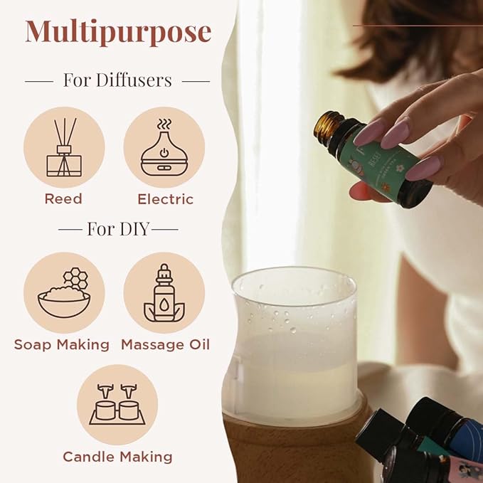 Folkulture Essential Oils for Diffuser for Home| Set of 2 Christmas Fragrance Oils Set for Diffusers for Candle Making or Gifts for Women on Mothers Day- Mint and Vanilla Essential Oil - 2x10 ML