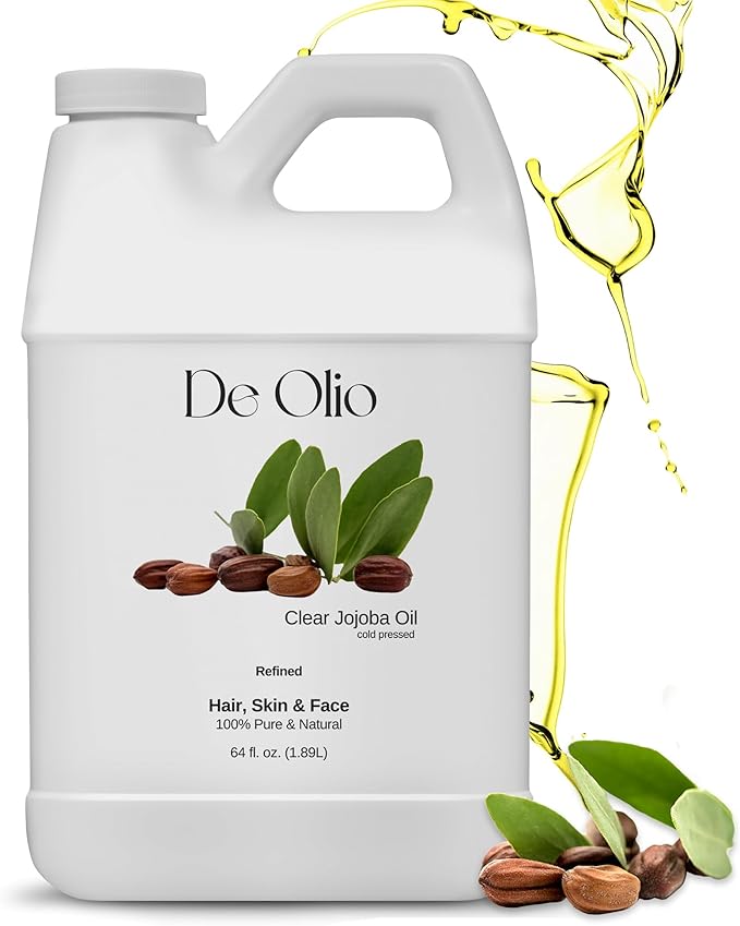 | Clear Jojoba Oil | 100% Pure & Natural | Face, Hair and Body | Cold Pressed | Soap Making & Massage | Carrier Oils | (64 Fl Oz)