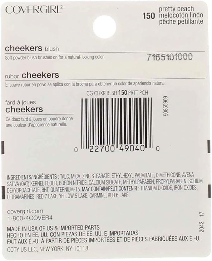 CoverGirl Cheekers Blush, # 150 Pretty Peach, 0.12 Ounce