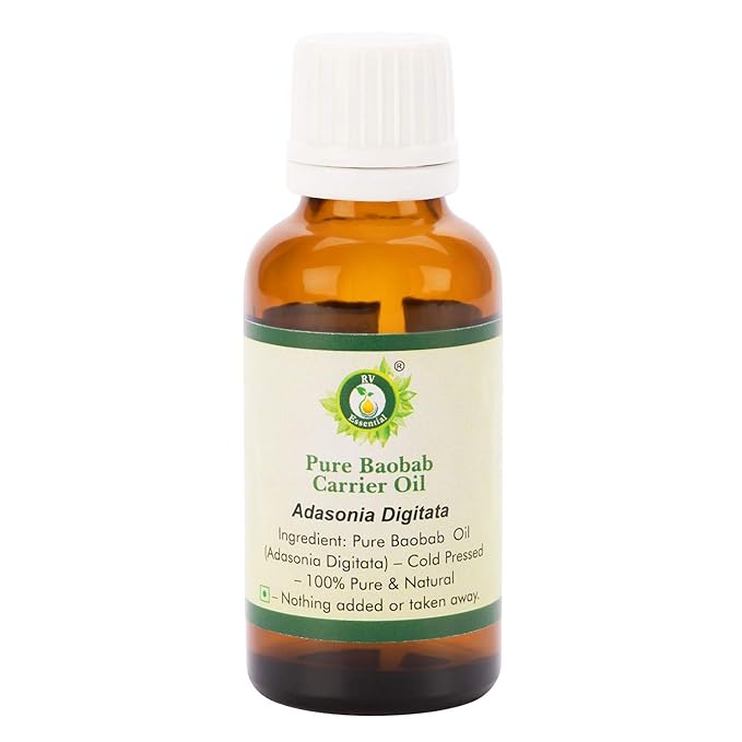 R V Essential Baobab Oil | Adansonia Digitata | for Face | for Dry Skin | for Hair, Scalp Massage, Body, Lips, Nails, Moisturizing, Unrefined | 100% Pure Natural | Cold Pressed | 5ml | 0.169oz