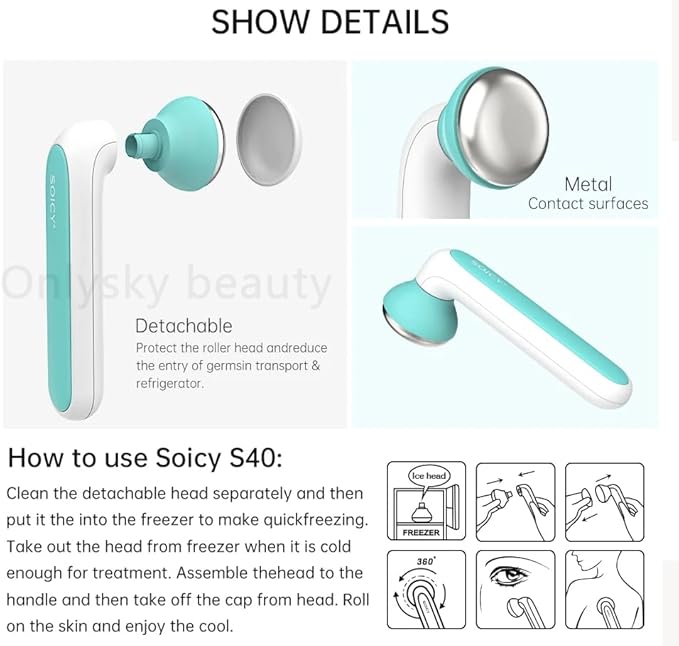 ONLYSKY BEAUTY Cooling Ice Roller Facial Massage Roller for Face （Green）