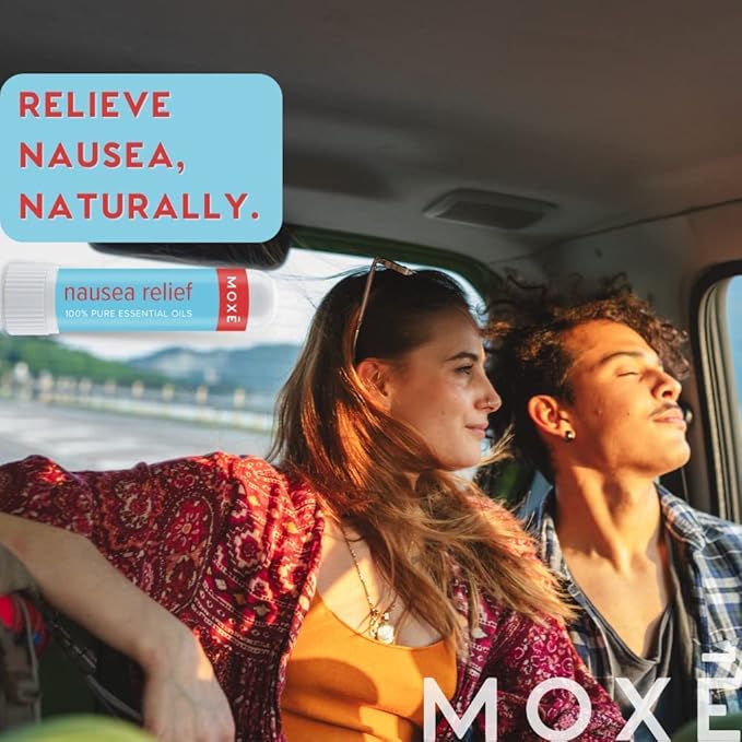 MOXE Nausea Nasal Inhaler Sticks, All Natural Essential Oil Blend, Ginger, Cardamom, Peppermint, Sweet Orange, Upset Stomach, Headaches, Easy-to-Use Portable Aromatherapy, Made in USA, 1 Pack