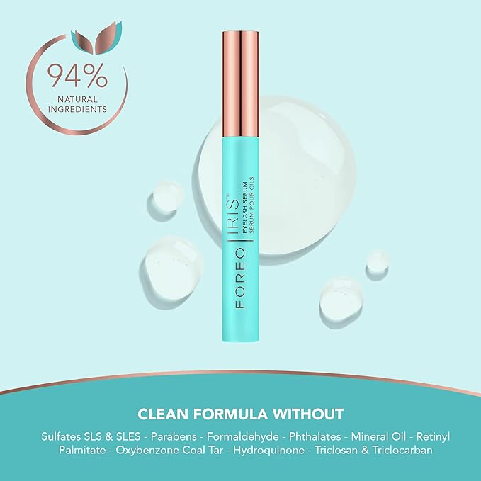 FOREO IRIS Eyelash Serum - Volume, Protection, Strength - Longer Lashes and Eyebrows - Concentrated Lash Serum for Eyebrow and Eyelash Growth- Phytokeratin, Arginine & HA - Fragrance Free - 0.15 fl.oz