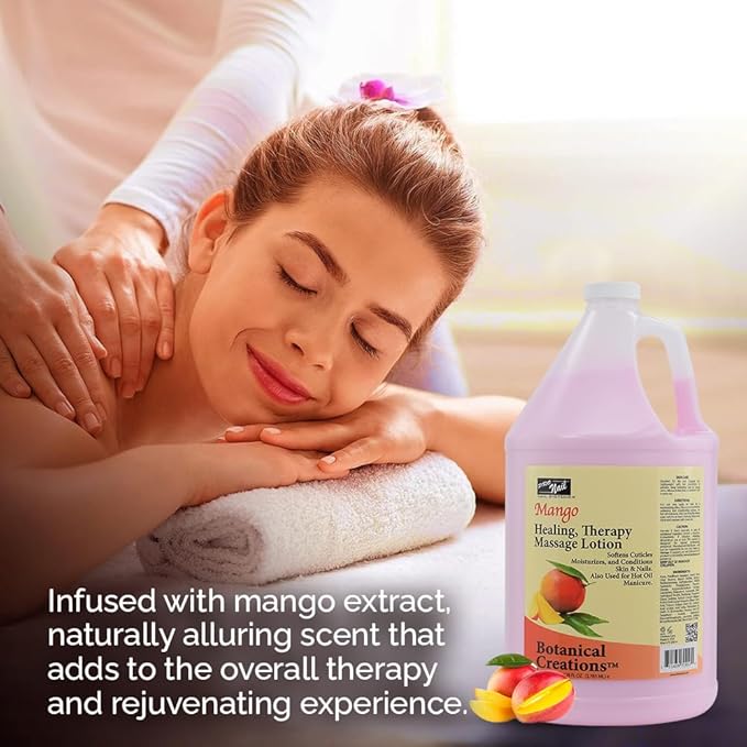 PRONAIL - Healing Therapy Massage Lotion - Professional Pedicure, Body and Hot Oil Manicure, Infused with Natural Oils, Vitamins, Panthenol and Amino Acids (Mango, 1 Gallon)