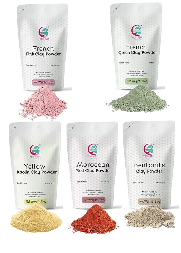 YOGI’S GIFT – Celebrating health Multi Pack | Ayurvedic Skin Care Sampler + Pack of 5 Clays for bundle