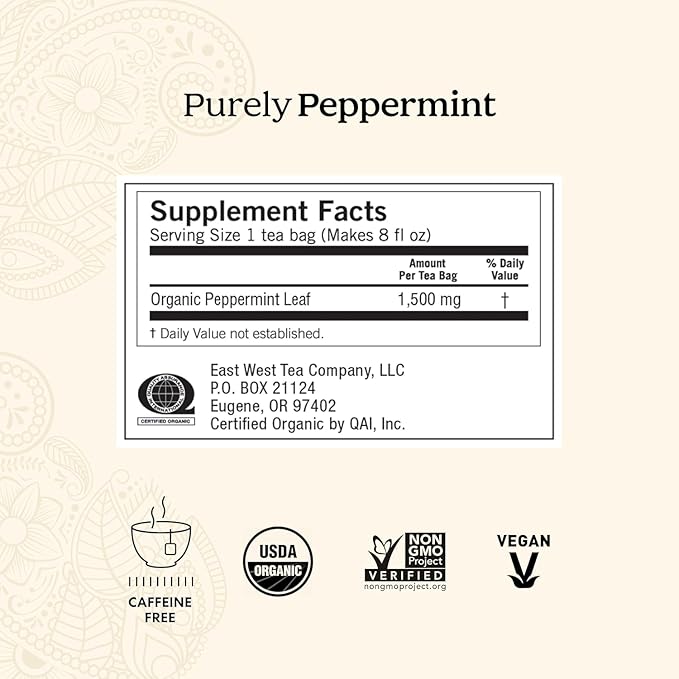 Yogi Tea - Purely Peppermint Tea (2 Pack) - Supports Healthy Digestion - Caffeine Free - 32 Organic Herbal Tea Bags