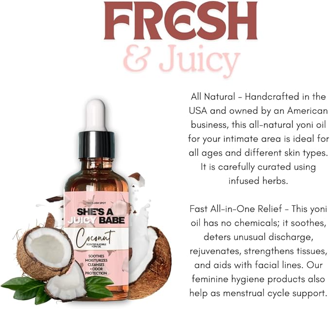 Coconut Cream Yoni Oil - Edible - Scented - Odor Control 2oz