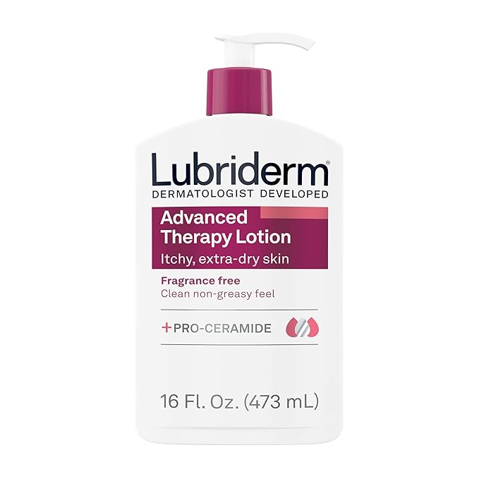 Lubriderm Advanced Therapy Fragrance Free Moisturizing Hand & Body Lotion + Pro-Ceramide with Vitamins E & Pro-Vitamin B5, Intense Hydration for Itchy, Extra Dry Skin, Non-Greasy, 16 fl. oz