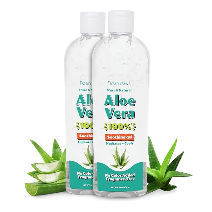 Aloe Vera Gel for Skin - 100% Pure & Natural Organic, Moisturizing, Face Skin & Hair Care, Sun Burn Relief, Hydrating & Soothing for Dry Skin, Made in USA, Unscented, 16 oz (Pack of 2)