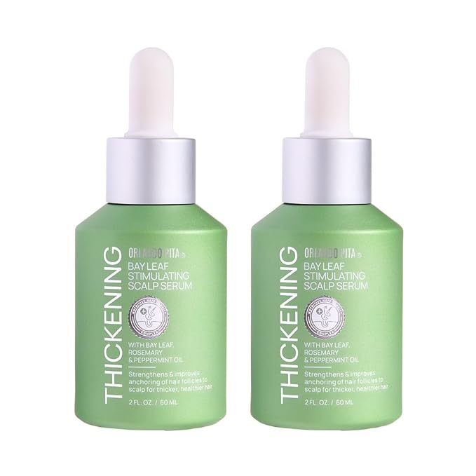 ORLANDO PITA Bay Leaf Stimulating Scalp Serum For All Hair Types, Supports The Appearance Of Fuller & Thicker Hair, Designed To Reduce Visual Signs Of Hair Shedding, 60-Day Supply, 2 Fl Oz (Pack of 2)