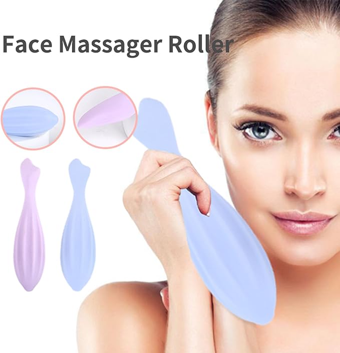 Face Roller Beauty Skin Care Tool - Massager for Eye, Neck, Body Relaxing - Fine Line Relief - Pink Silicone