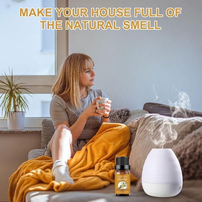 Sedbuwza Vanilla Peppermint Essential Oil Set, Vanilla Fragrance Oil Peppermint Scent Oil Set for Diffuser, Aromatherapy, Massage, Soap, Candle Making 2 x 10 ml