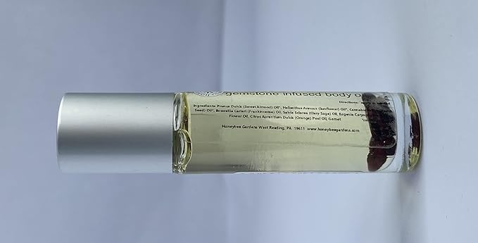 Honeybee Gardens Crystal Infused Body Oil, Garnet, Organic, Moisturizing, Non-Greasy, for All Skin Types, 2 Fl Oz