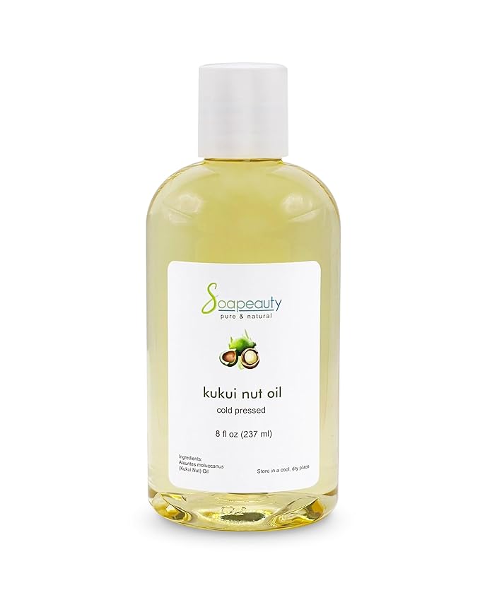 Soapeauty Kukui Nut Oil | 100% Pure & Natural | Cold Pressed | Moisturizing Oil for Skin, Hair, and Soap Making | 8 fl oz