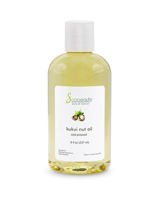 Soapeauty Kukui Nut Oil | 100% Pure & Natural | Cold Pressed | Moisturizing Oil for Skin, Hair, and Soap Making | 8 fl oz
