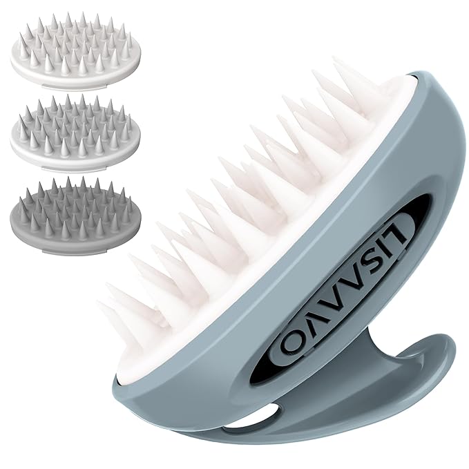 Hair Massager Scalp 3 in1 Scalp Scrubber Silicone Scalp Massager with Three Bristles-Soft, Scalp Scrubber，Medium and Hard Brush for Men Women and Pets,Grey