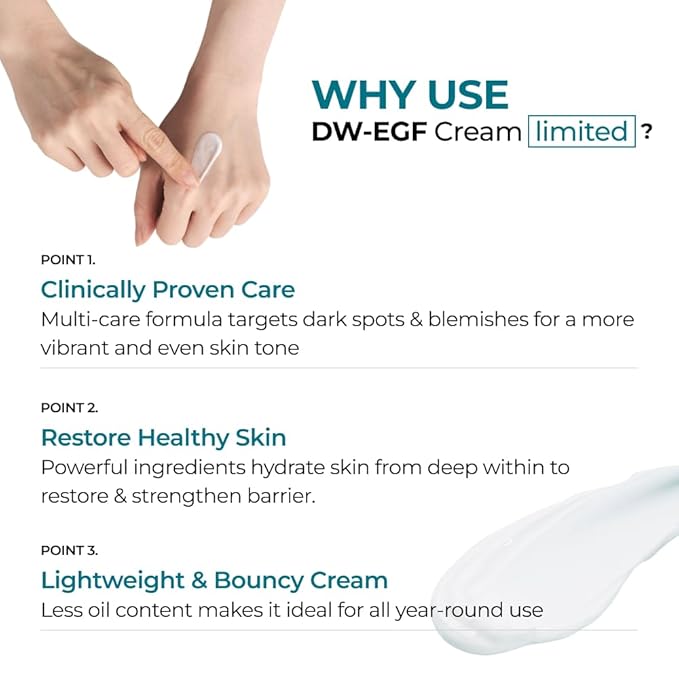 EASYDEW DW-EGF Cream Limited 2.36 oz - Anti-Aging Moisturizer with Human Epidermal Growth Factor & Hyaluronic Acid Collagen to Rejuvenate & Regenerate Cells, Softer Skin, Light weight Refreshing Cream