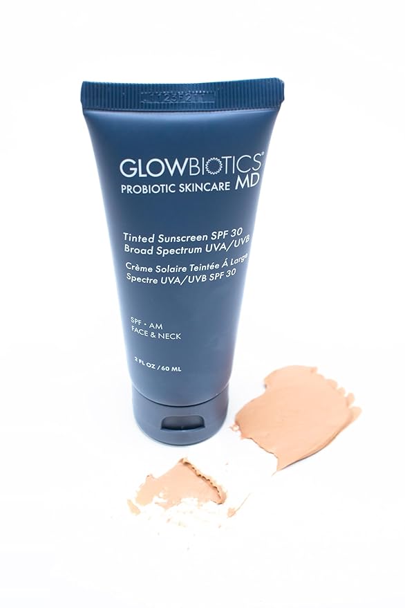 Glowbiotics Tinted Reef-Safe Sunscreen SPF 30: Non-Greasy, Breathable, Daily Broad Spectrum UVA/UVB Mineral Formula, 2 Fl Oz