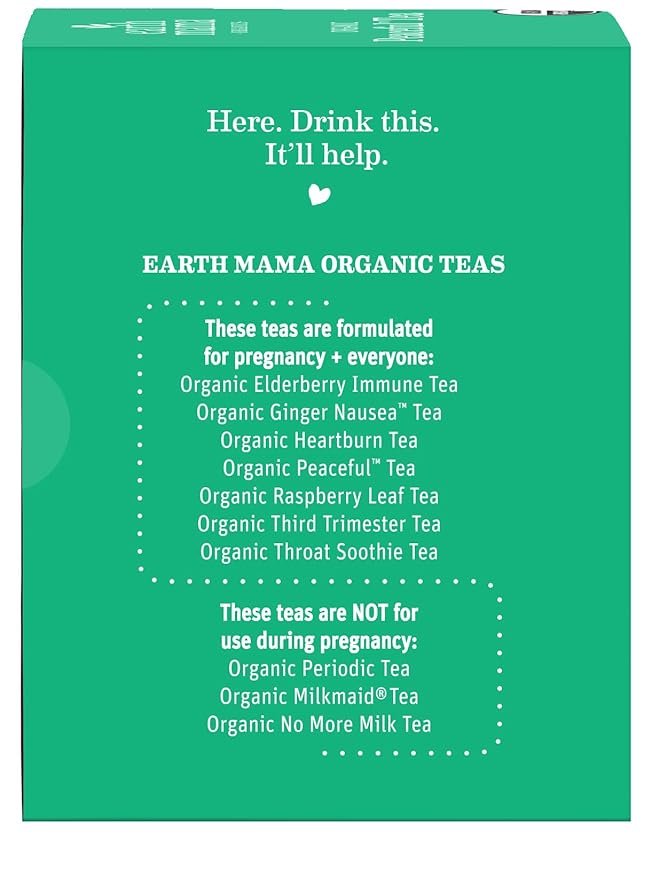 Earth Mama Organic Peaceful™ Tea | Stress Less! Calming, Relaxing Herbal Blend Safe for Pregnancy & Beyond, 16 Teabags Per Box (3-Pack)