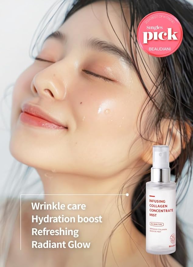 Infusing collagen mist (1.69 fl. oz), facial mist, collagen intensive care, anti-wrinkle, daily skincare, skin tightening, face moisturizer, nourishing, hydrating