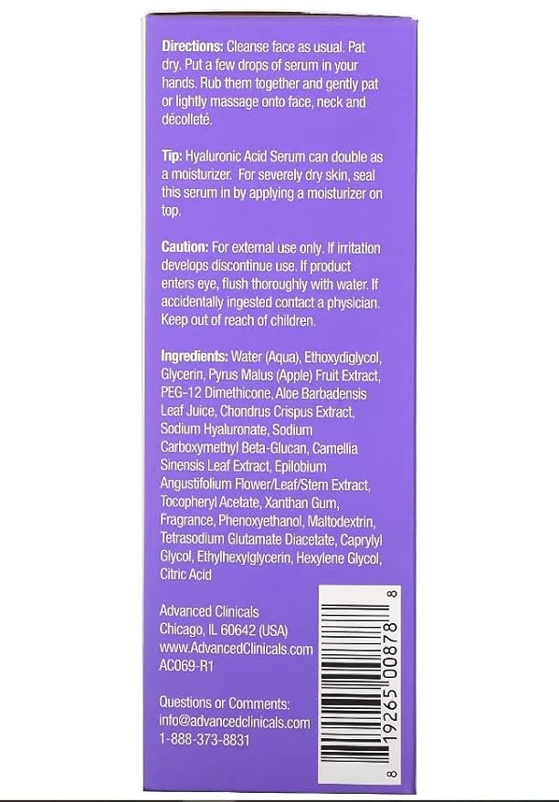 Advanced clinicals pure hyaluronic acid