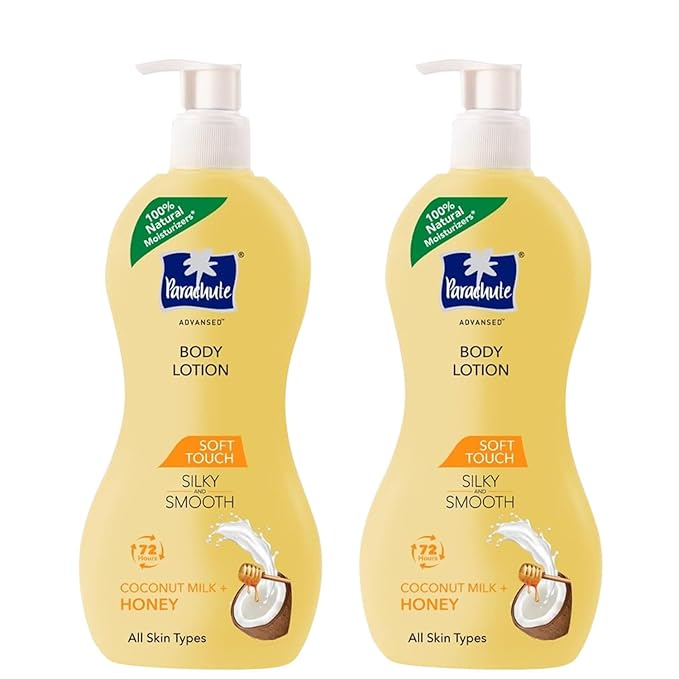Parachute Advansed Soft Touch Body Lotion with Pure Coconut Milk & Honey |For Women & Men | All Skin types | 100% Natural, 72h Moisturisation | 13.5 Fl.oz. (Pack of 2)