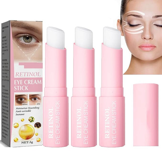 3PCS Retinol Eye Cream Stick, Hydrating Eye Balm, Retinol Eye Cream for Dark Circles and Puffiness, Eye Serum Balm Skin Care