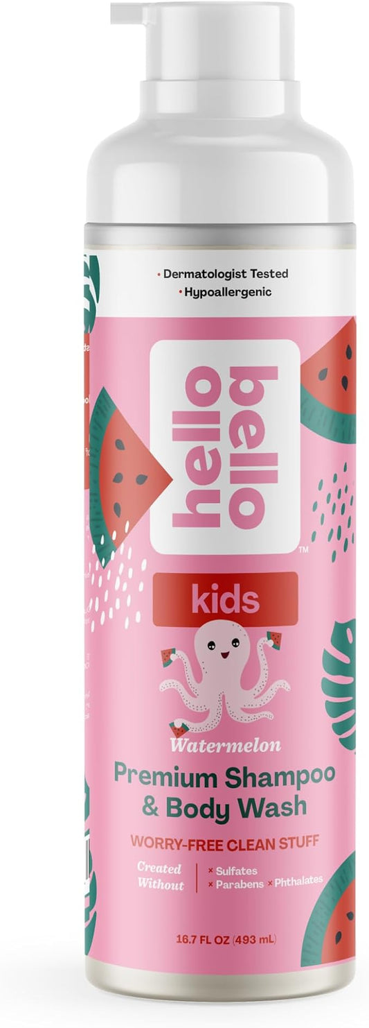 Hello Bello Kids Shampoo & Body Wash, Watermelon Scented, 16.7oz Bottle