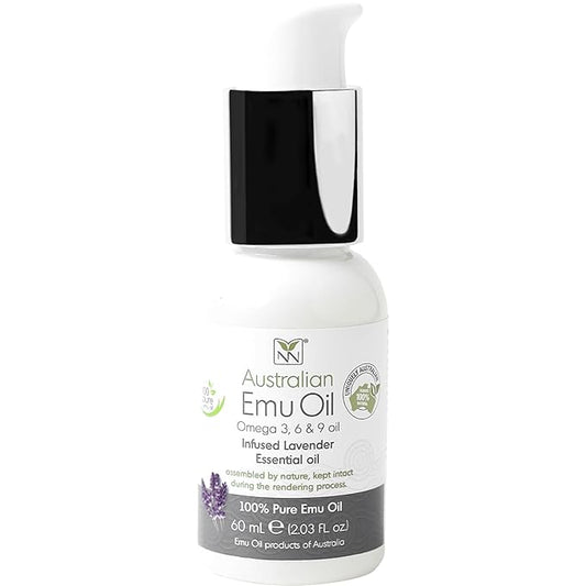 Emu Oil Pure Skin Moisturizer - Nail, Body, Face, Scalp & Hair Moisturizer with Omega 3, 6, 9, Vitamins, & Minerals - Australian Emu Oil for Skincare by Y-Not Natural - 60mL, Lavender