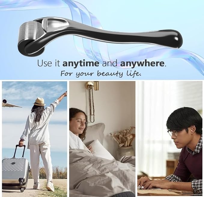 Derma Roller Beard Roller Microneedling Micro Needles Skin Face Roller 540 Stainless Steel for Hair Beard Facial Skin Face 540 Home Use with Storage Case