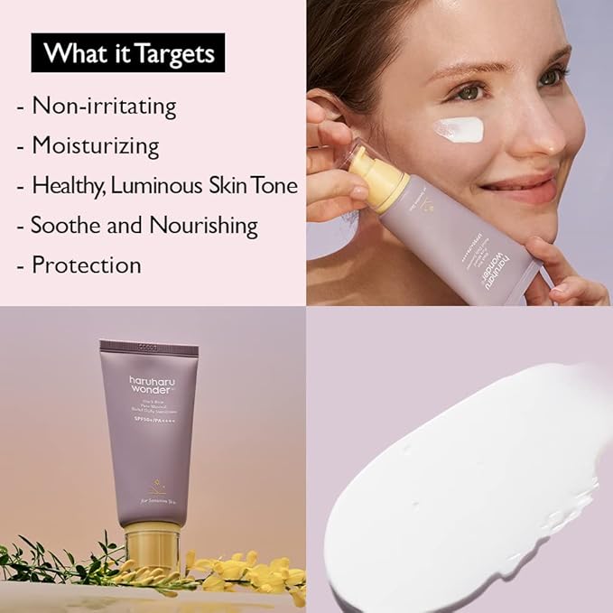 Haruharu Wonder Black Rice Pure Mineral Relief Daily Sunscreen 1.69 fl.oz (Pack of 2)