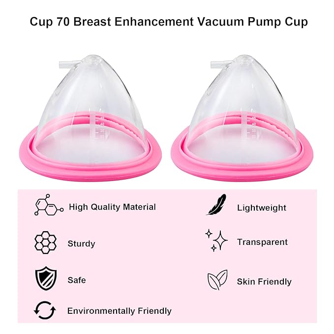 Elitzia ETSL0004 Accessories Cup70 Cup80 Cup90 Cup105 Cup120 One Pair for Chest Enlargement Vacuum Pump Breast Beauty Salon Spa Professional Equipment (Cup70)