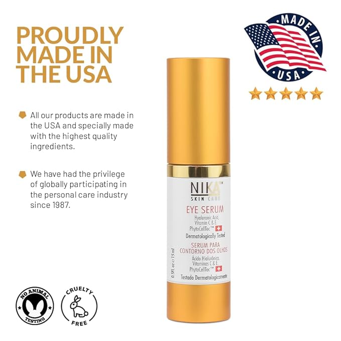 SKIN CARE - Eye Serum with Vitamin C & E, Hyaluronic Acid, Caffeine, and Swiss Apple Stem Cells - Day & Night