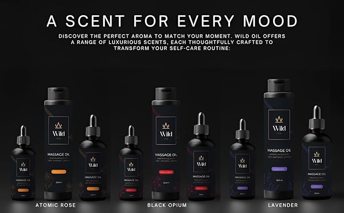 Black Opium Luxurious Lavender Massage Oil Mineral, Grape Seed, Jojoba & Lavender Skin Moisturization Hair Nourishment Hydration, Elasticity, Vegan & Natural (100ml)