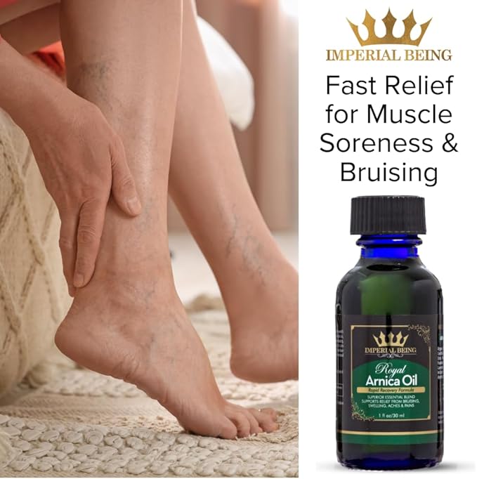 Royal Arnica Oil – Organic Herbal Blend for Muscle Recovery, Bruise Support, Joint Flexibility, Skin Vitality – Longer Lasting Than Arnica Cream or Gel – Infused with Essential Oils (1oz)