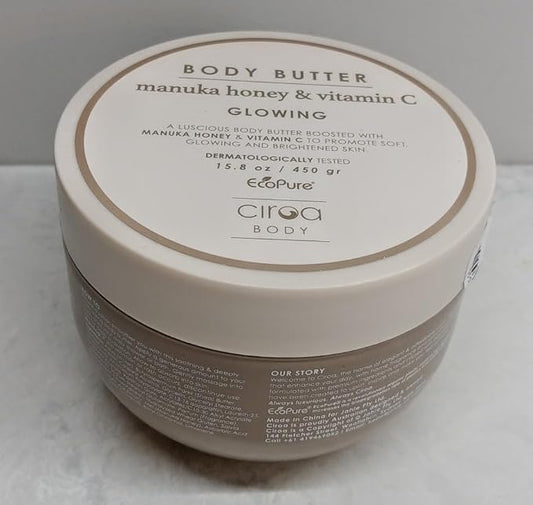 Ciroa Generic, BODY BUTTER, Manuka Honey & Vitamin C, Dermatologically Tested, 15.8 oz (450gr) Pack of One