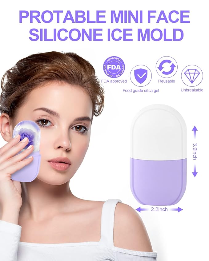 Ice Face Roller, for & Eye, Beauty Facial Rollers Holder Mold Puffiness Relief Massage Skin Care Tools Brighten Lubricate Shrink Pores Remove Fine Lines, PurpleWhite