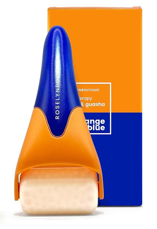 ROSELYNBOUTIQUE Ice Roller for Face Wrinkles Fine Lines Puffiness Stick Massager Facial Skin Care Tools Self Care Gifts for Men Women (Orange Blue)