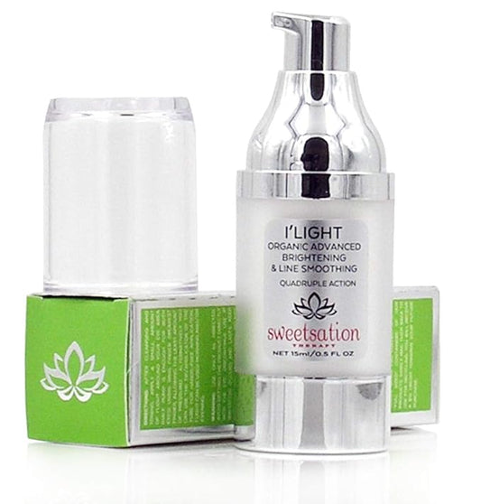 Sweetsation Therapy/YUNASENCE ILIGHT Organic Advanced Illuminating & Line Smoothing Eye Treatment, 0.5oz. For Dark Circles, Puffiness, Fine Lines.